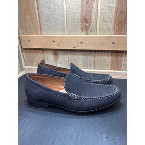 Johnston & Murphy Mens Black Nubuck Loafers Size 10 Sheepskin Lined Slip-On Shoe